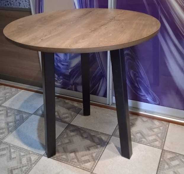 STÓŁ okrągły 80cm na 3 nogach blat dąb lefkas ciemny nogi czarne