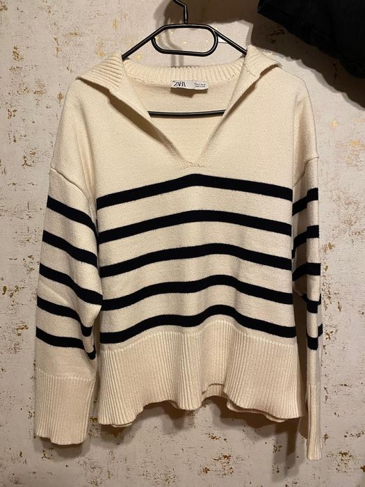 Sweter damski ciepły miękki w paski Zara