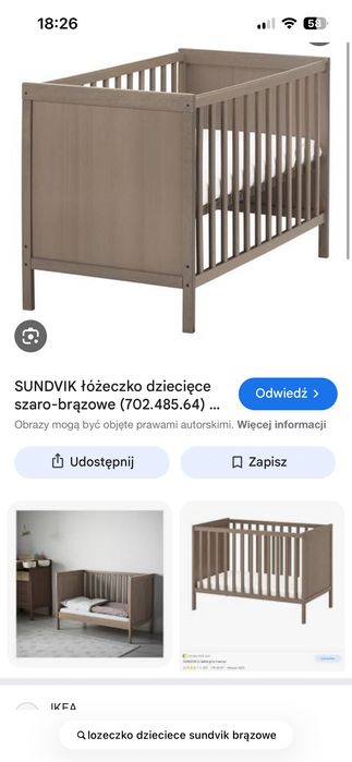 Łóżeczko dziecięce 120 stara seria Sundvik