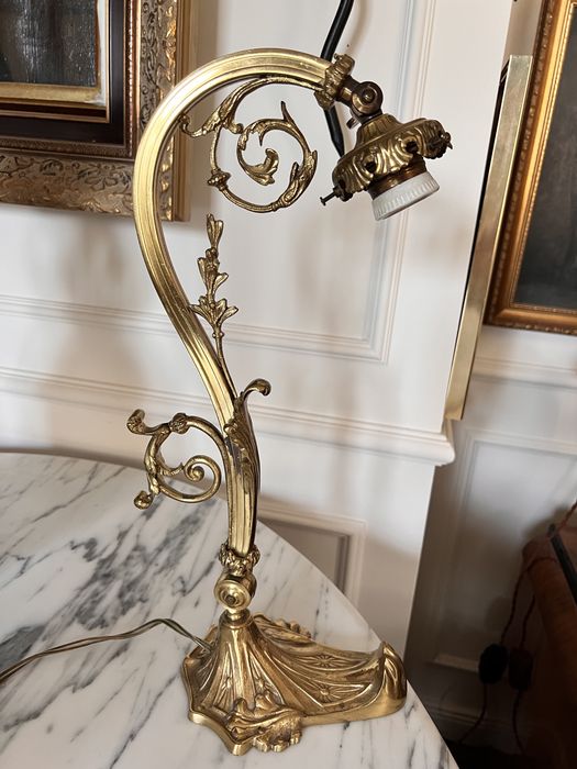Lampa vintage brąz złocony 1900 secesja Francja XIX wiek antyk unikat