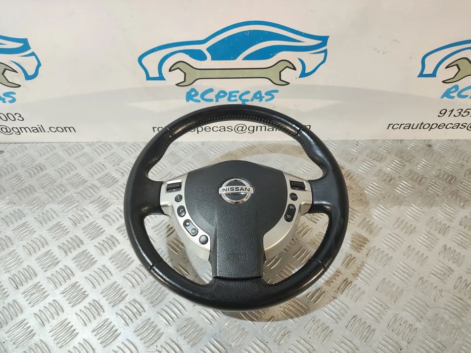 VOLANTE GUIADOR COMPLETO NISSAN QASHQAI J10 FACELIFT FASE 2 48430JD01D 48430JD01 PELE PERFURADA COMANDOS MULTIFUNÇÕES AIRBAG