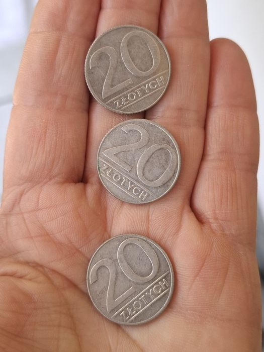 Zestaw 5 x moneta PRL 20 zł, lata 1986. 1989,1990