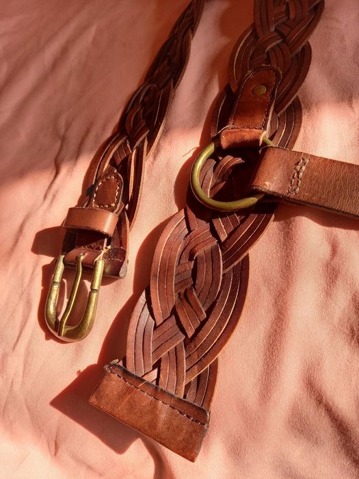 Ремінь шкіряний плетений