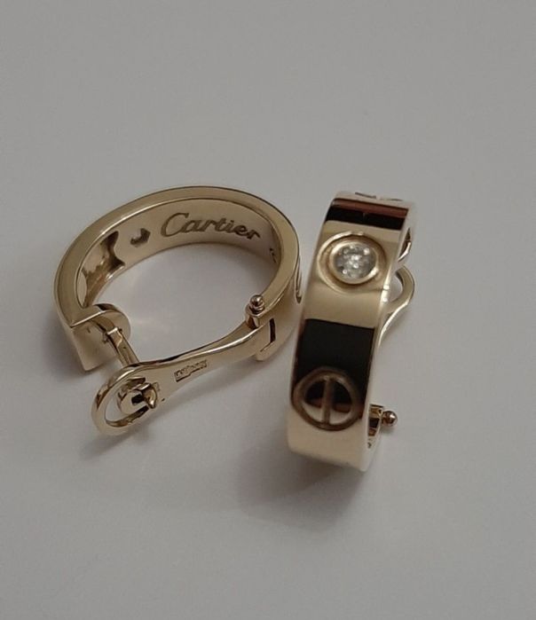 Золотые серьги Cartier Love с бриллиантами. Розовое золото