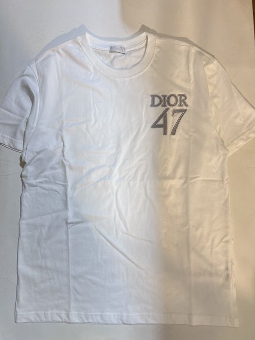 T-shirt Dior 1947 Branca - Bordado Prateado - Tamanho L