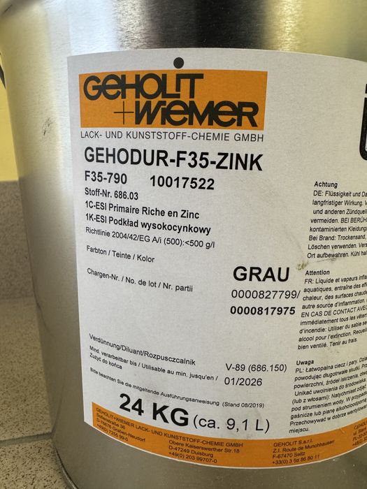 Farba cynkowa o dużej zawartości cynku