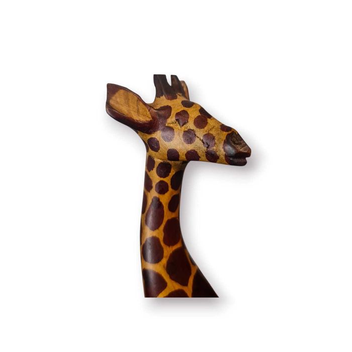 Escultura Decorativa Girafa Madeira – Pintada à Mão | 31 cm