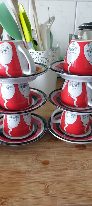 Conjunto de 6 chávenas de café Gato Preto