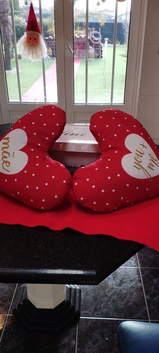 Almofadas com lindos dísticos . Muito bonitas .