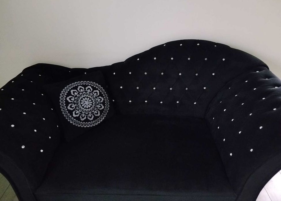 Kanapa Sofa Glamour Szezlong czarna welur