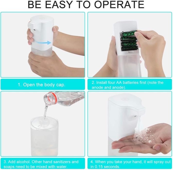 Dispensador de álcool gel ou sabão 350 ml automático com sensor Novo