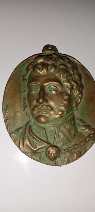 Medal, plakietka, ryngraf, obraz Ks. Józef Poniatowski z mosiądzu