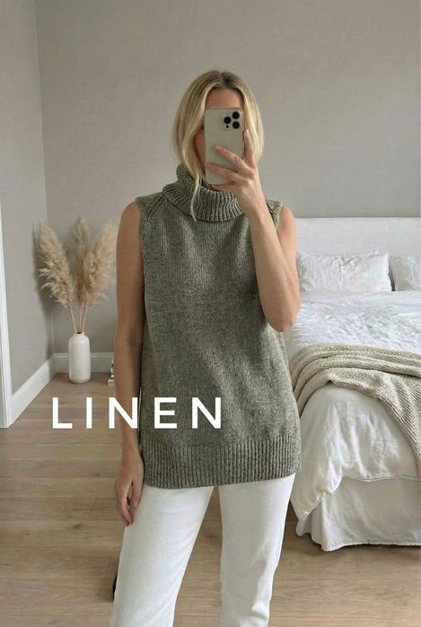 Massimo Dutti  bluzka top kamizelka tunika bez rękawów golf S 36