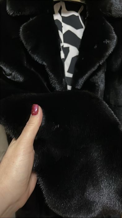 Шуба норкова BLACK glama з англійським воротом р. С-М
