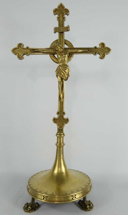 Krzyż krucyfiks mosiądz pasyjka JEZUS 50,5 cm GOTYK