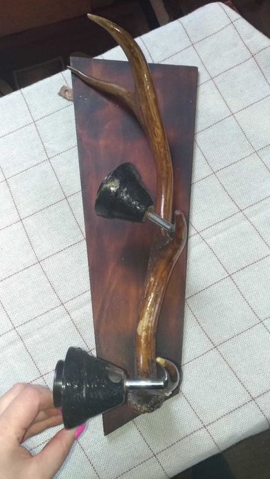 Myśliwski zestaw PRL i Kinkiet z poroża