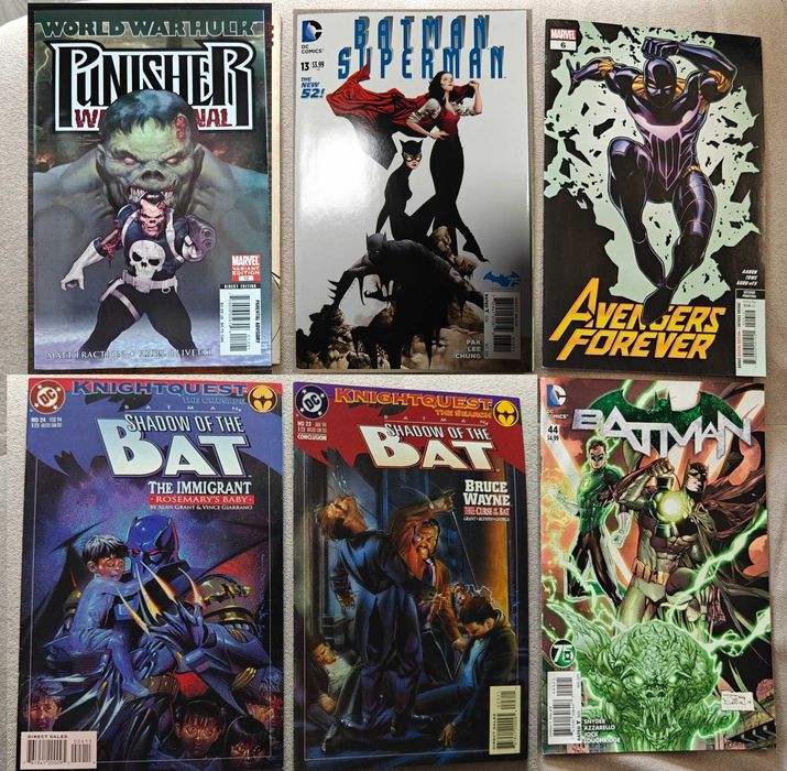 Комиксы Бэтмен Comic Marvel DC Batman Punisher Shadow of the bat  Avengers Марвел ДС 6 штук