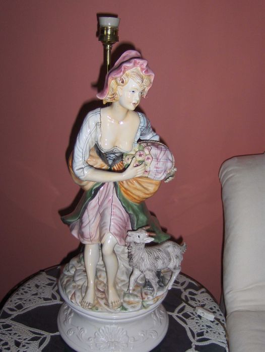 Antique porcelain table lamps with lampshades