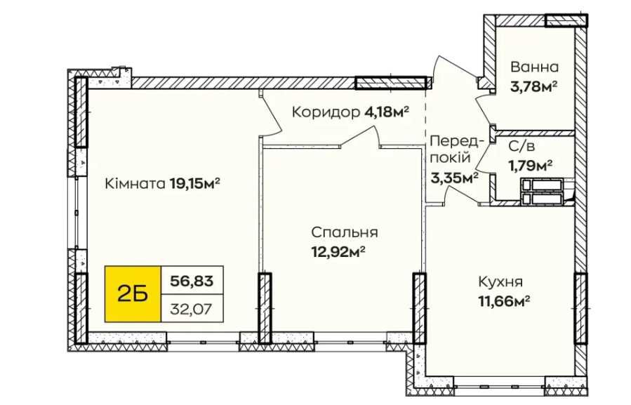 2-кімнатна квартира за адресою (площа 56,8 м²) - Atlanta.ua - фото 7