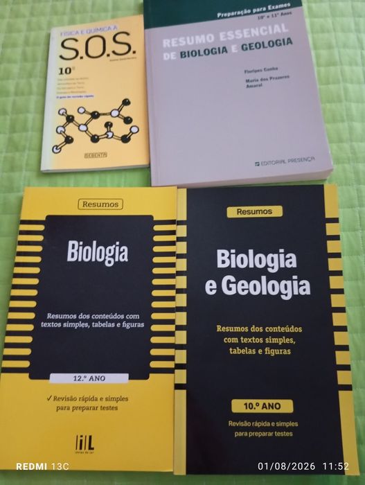 Livros resumos e revisões do secundário de Biologia, Geologia, Física e Química