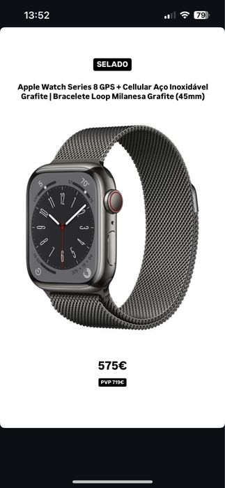Apple Watch Series 8 GPS + Cellular 45mm Aço Inoxidável Grafite
