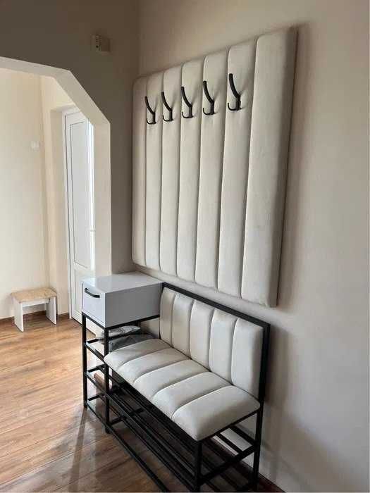 Банкетка для взуття консоль з шухлядою вішак пано з крючками лофт