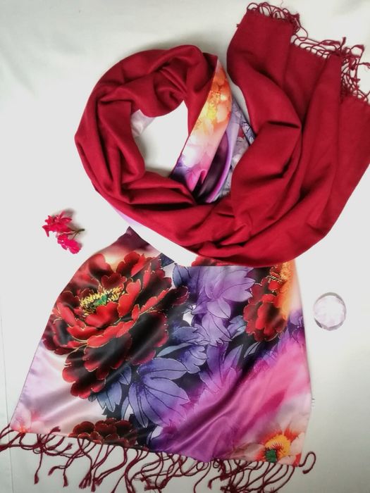 Шикарний шовковий двосторонній шарф