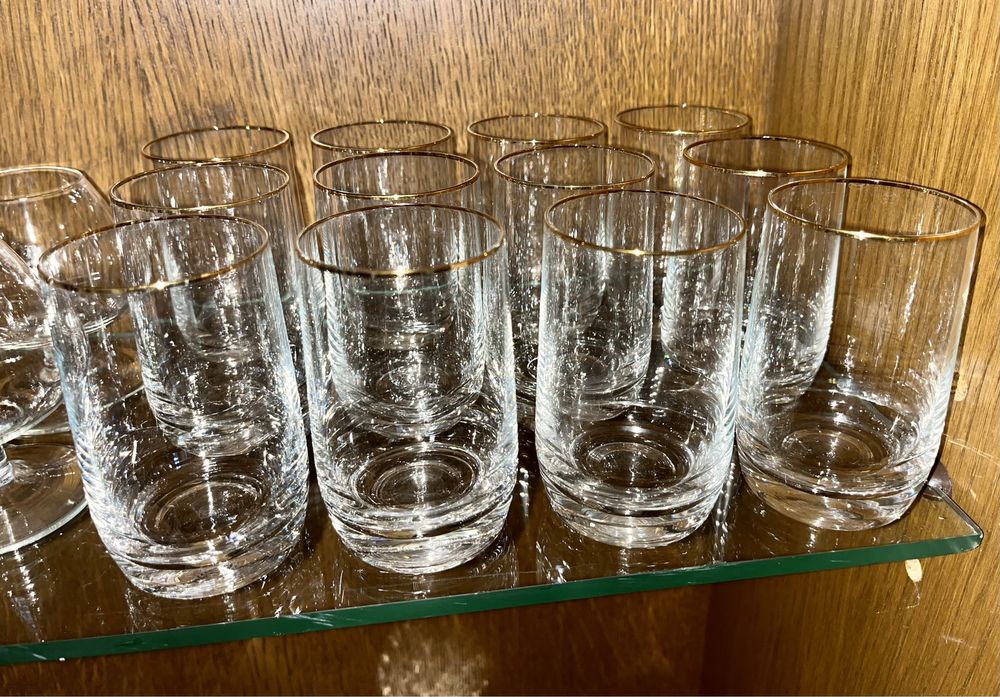 Małe złocone szklaneczki literatki szklanki do wody 12 szt.