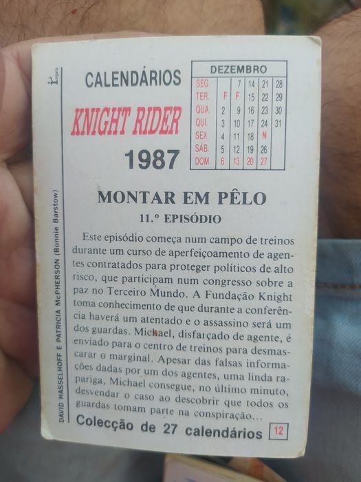 Knight rider David Hasselhoff e Patrícia McPherson calendário do justiceiro 12/27 Michael e Bonnie