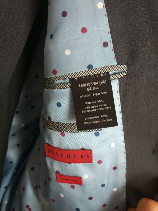 Garnitur Vistula 188/108/94 red slim stalowy szary
