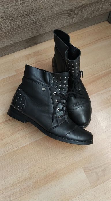 Skórzane botki workery.