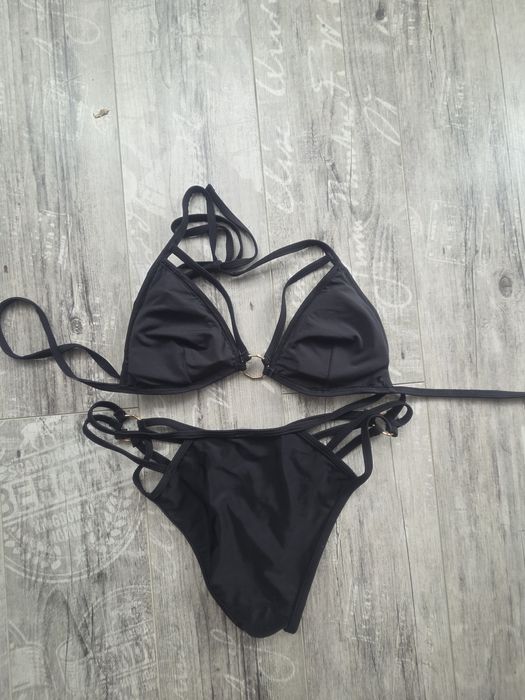 Piękny strój kąpielowy bikini z cekinami w stylu glamour  XS