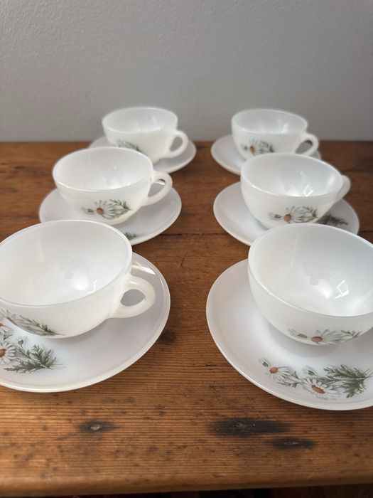 Vintage Conjunto 6 chavenas cafe Malmequer Arcopal