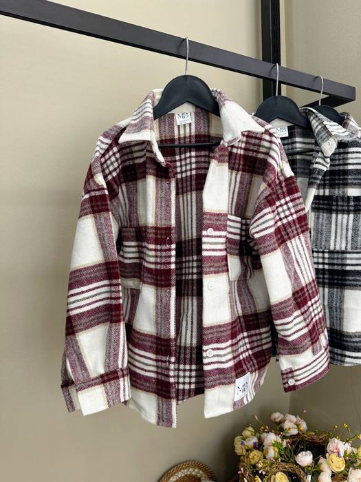 Рубашка в клітинку тепла розмір 2-3, 3-4, 4-5, 5-6, 7-8, 8-9