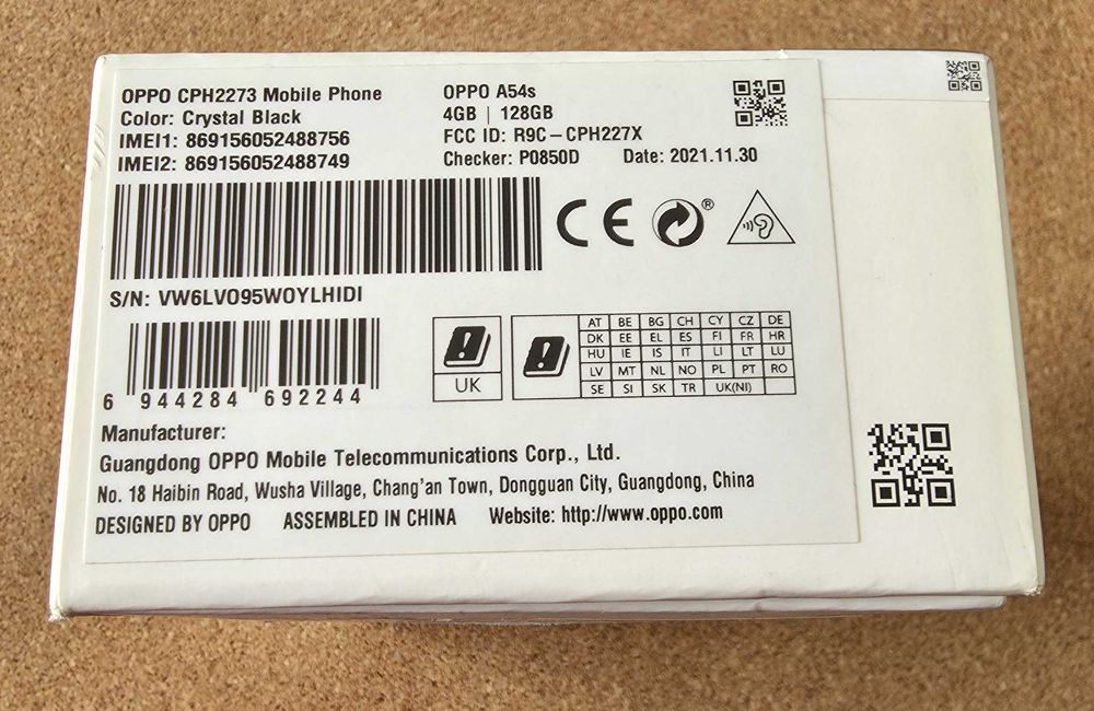 Pudełko do OPPO A54s 4GB / 128GB Oryginalne