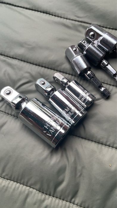 набір 6шт 1/4", 3/8" та 1/2" перехідників адаптерів подовжувачів квадрат та шестигранна ніжка