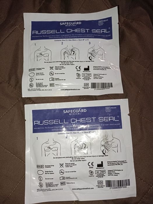 Оклюзійна наліпка пов'язка Safeguard Medical Russel Chest Seal – нова