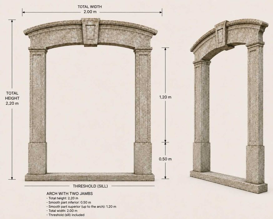 Arco Superior Monumental em Pedra Lavrada do Século XVII – Coleção Azularte