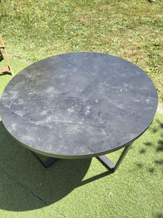 Stolik kawowy okrągły 77cm - Kolor czarny marmur / Czarne Nogi LOFT