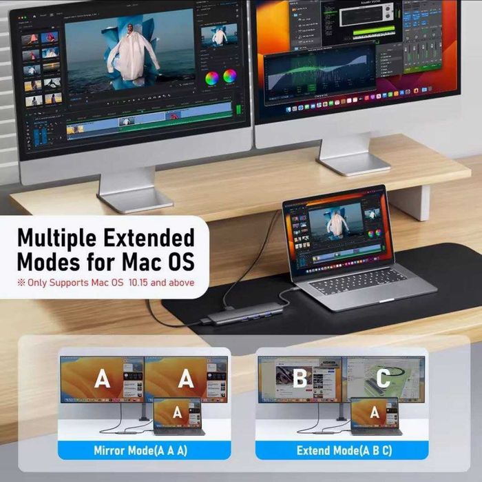 Универсальный USB-C хаб для Mac и ПК с 4K HDMI и быстрой зарядкой 100W