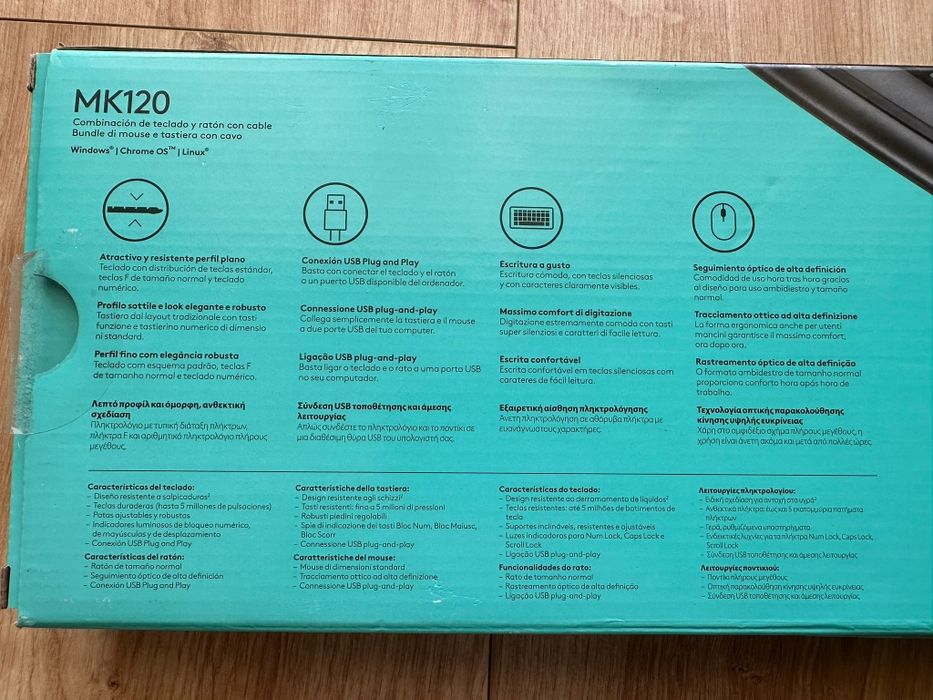 Teclado e rato óptico Logitech MK120 teclado desktop e rato óptico