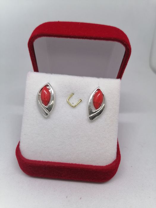 Srebrne kolczyki srebro 925 koral