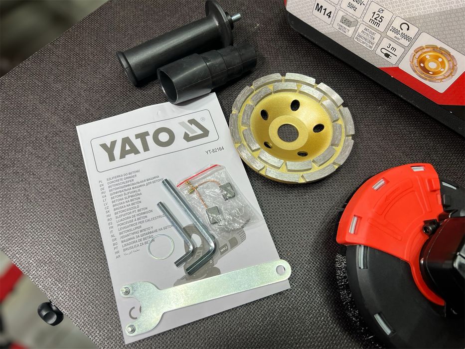 Шлифмашина по бетону YATO YT-82164 + чашка - 1400 Вт, регулировка