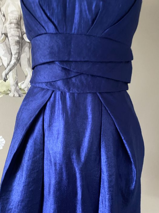 Szafirowa sukienka wieczorowa imprezowa koktajlowa nowa premium