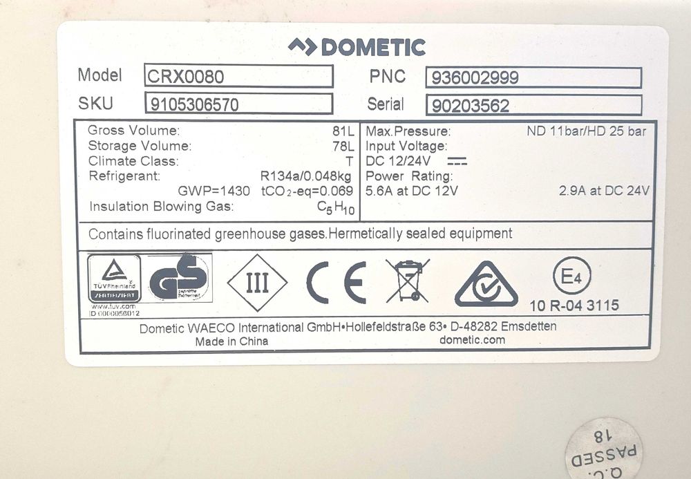 ***DOMETIC CRX 80 - Frigorífico***
