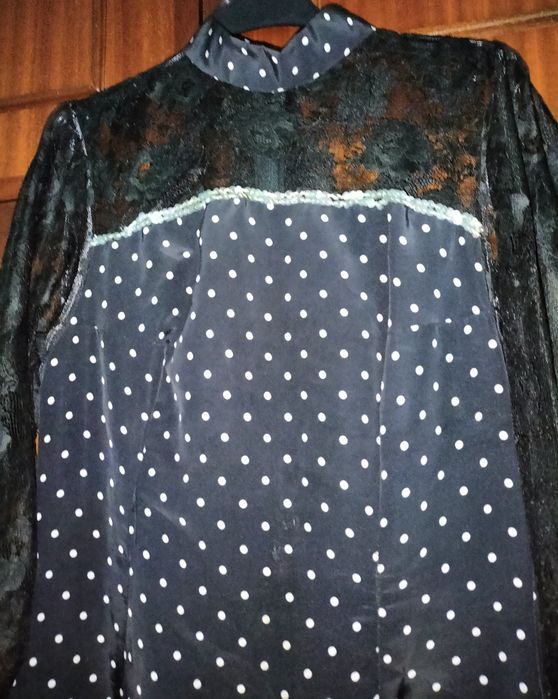 Vestido Preto c/Pintas Brancas