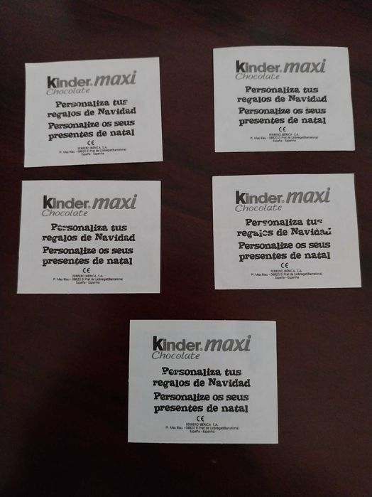 Lote 5 cromos autocolantes Natal, Kinder Maxi