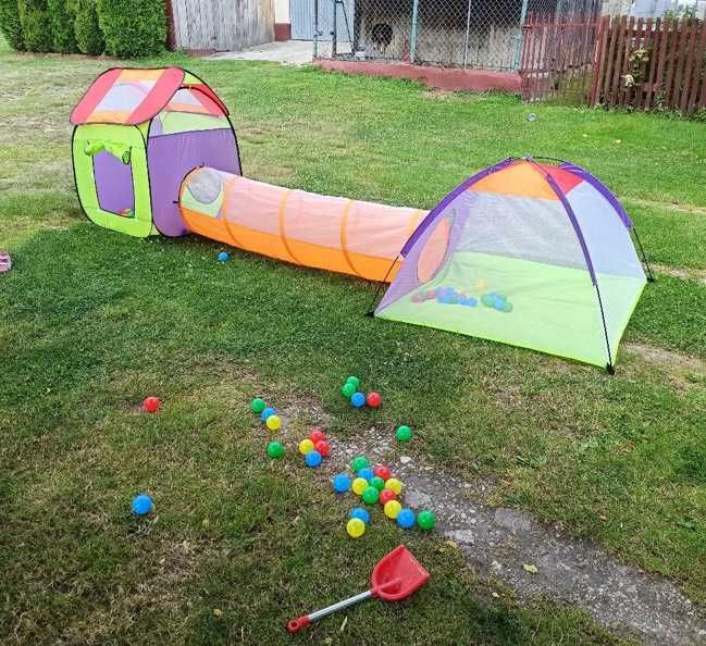Plac zabaw dla dzieci zestaw zabaw do ogrodu domek namiot z tunelem