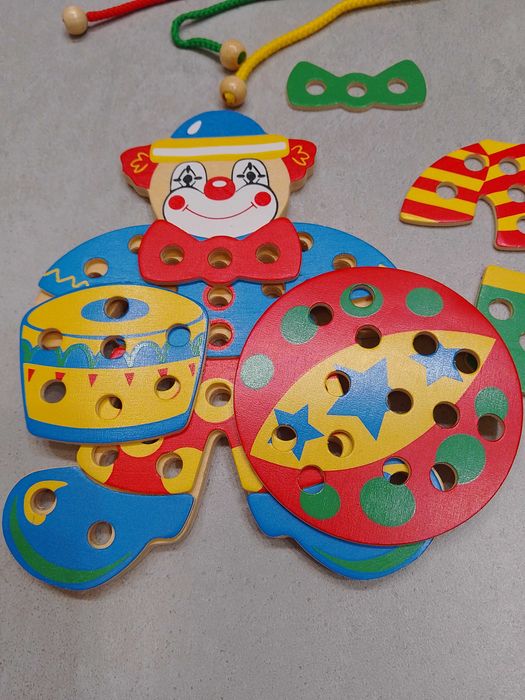 Układanka drewniana zabawka do nawlekania, sprawność manualna Tchibo