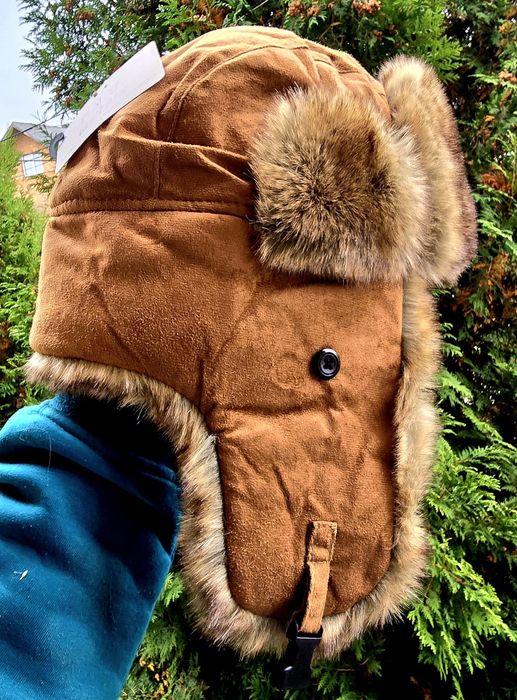 Ocieplana czapka zimowa uszatka brązowa nowa Wyprzedaż !